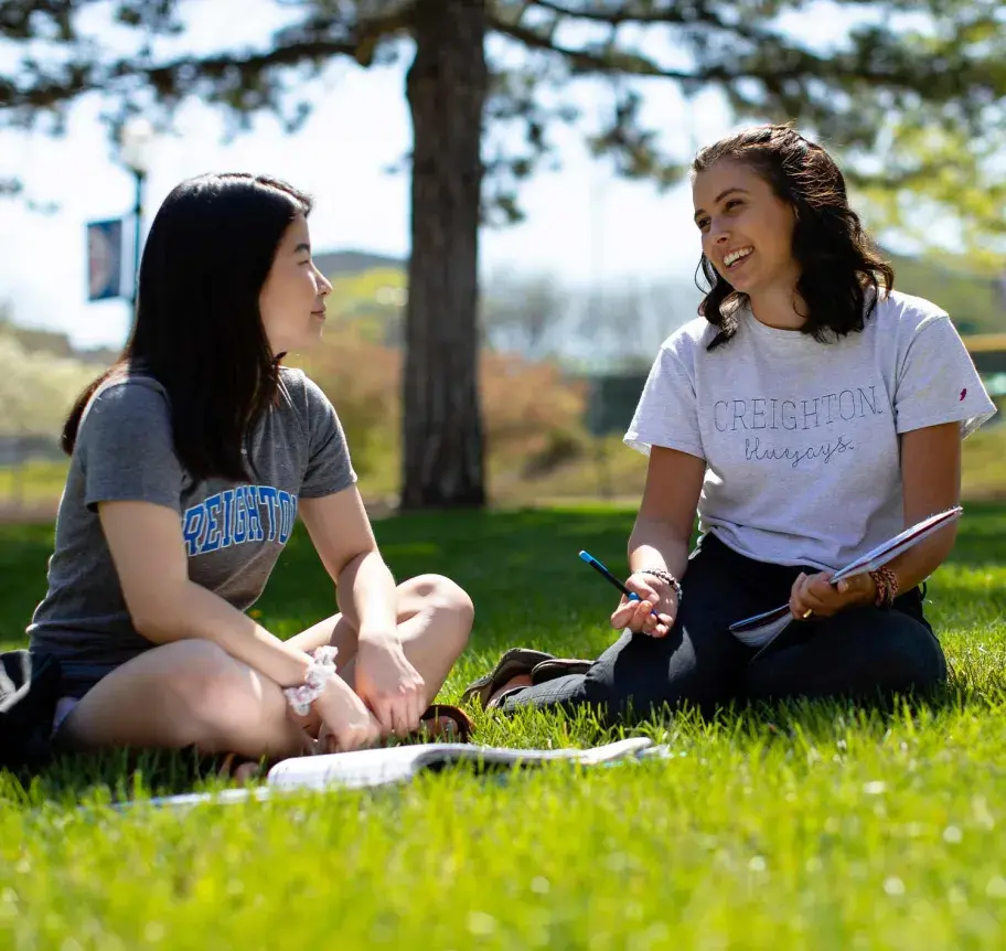 Students gathered outdoors on Creighton campus