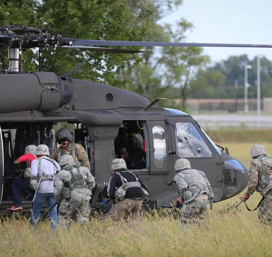 Military science student exercises