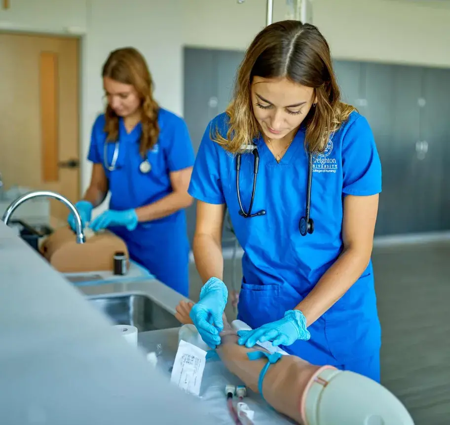 Nursing students in skills lab