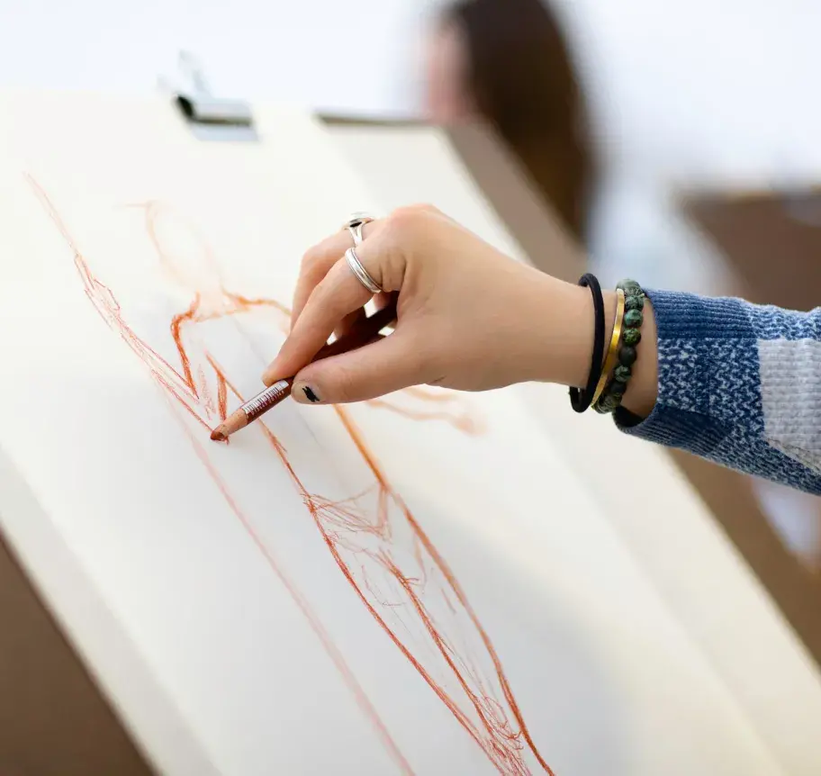 Student drawing human anatomy