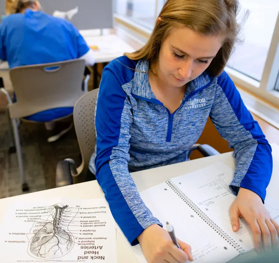 Student studying in classroom