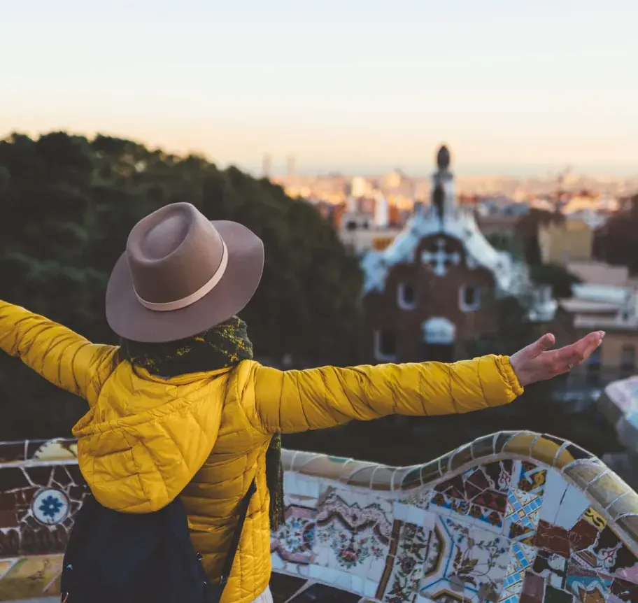 Spanish landscape with student studying abroad