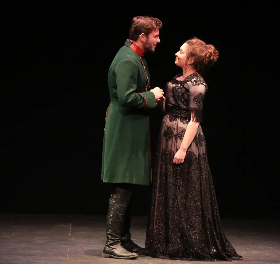 Theatre students performing on stage
