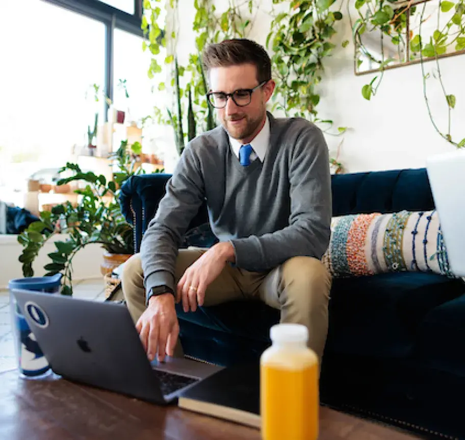 Student studying with laptop