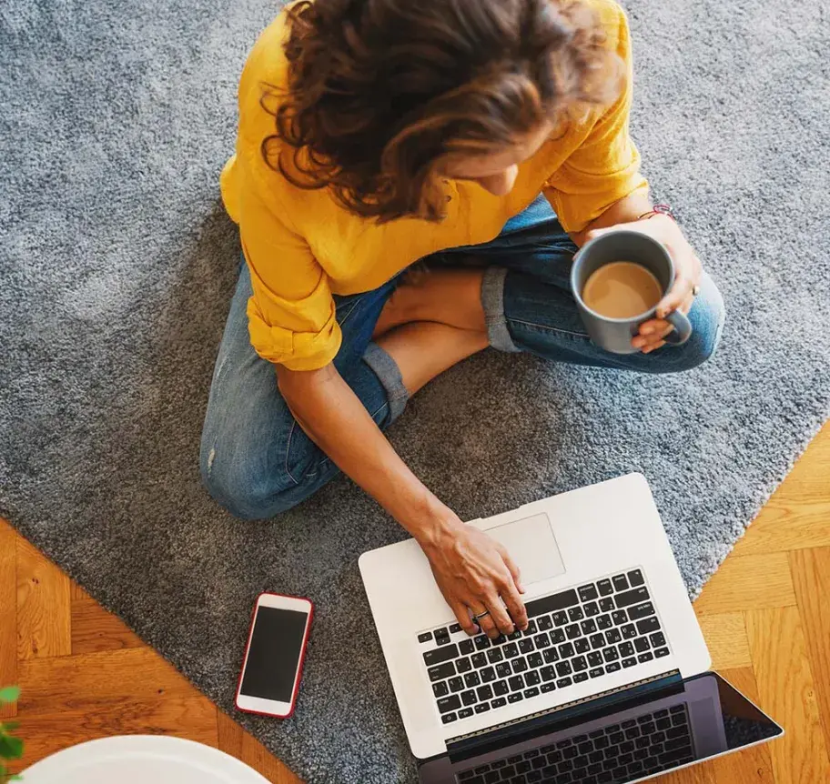 Student working at home on laptop