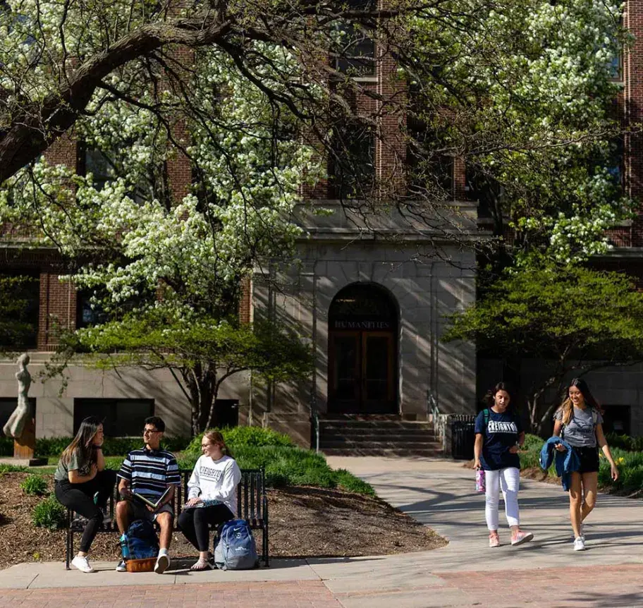 Students outdoors on Creighton campus