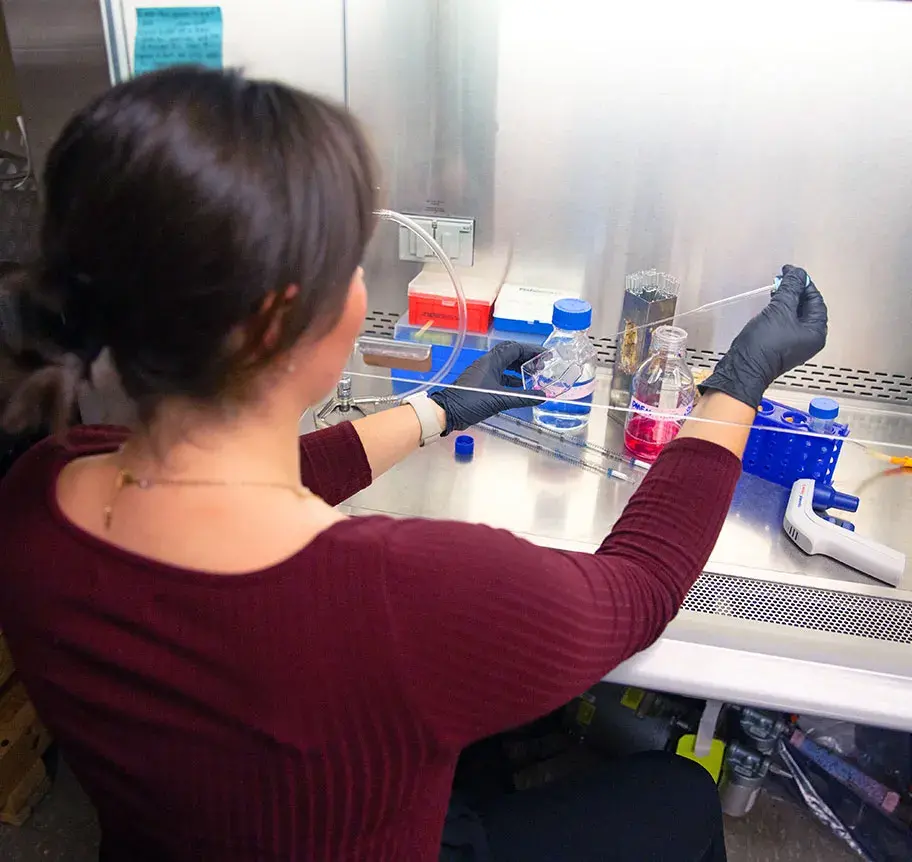 Biomedical physics student in lab