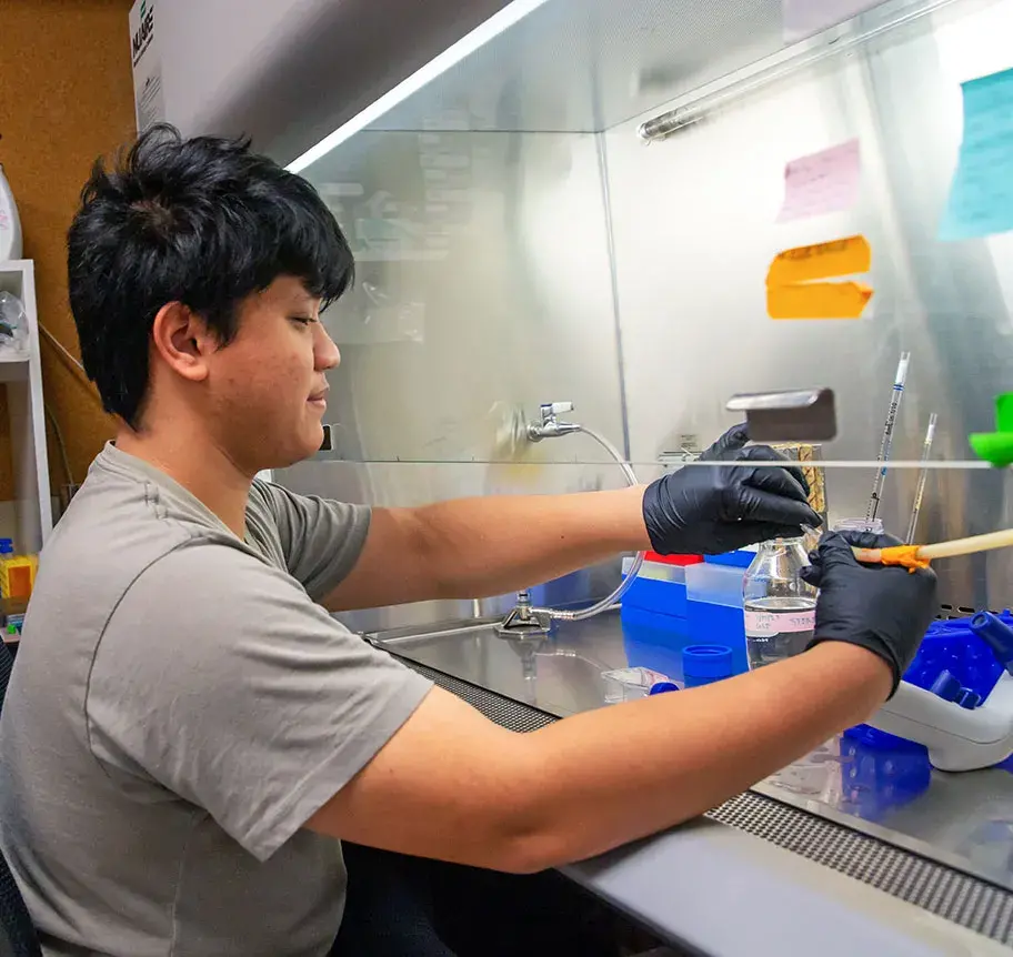 Physics/engineering student in lab