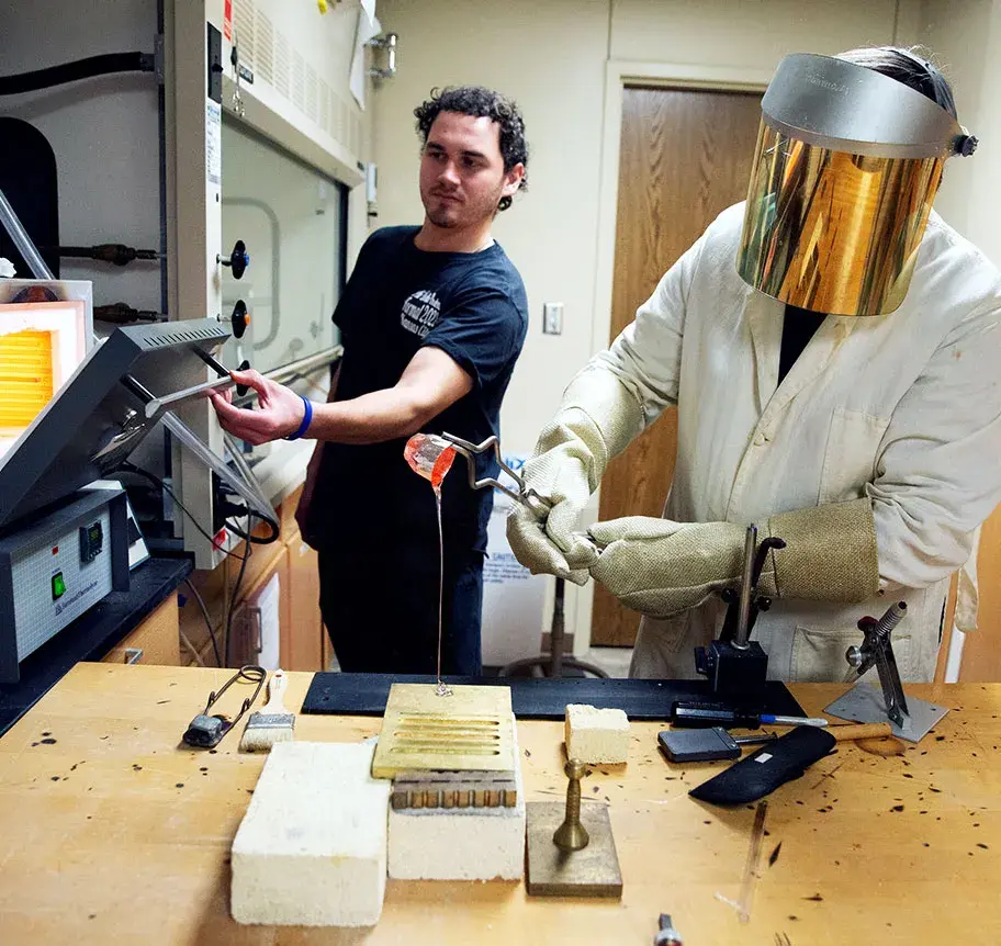 Physics students in lab