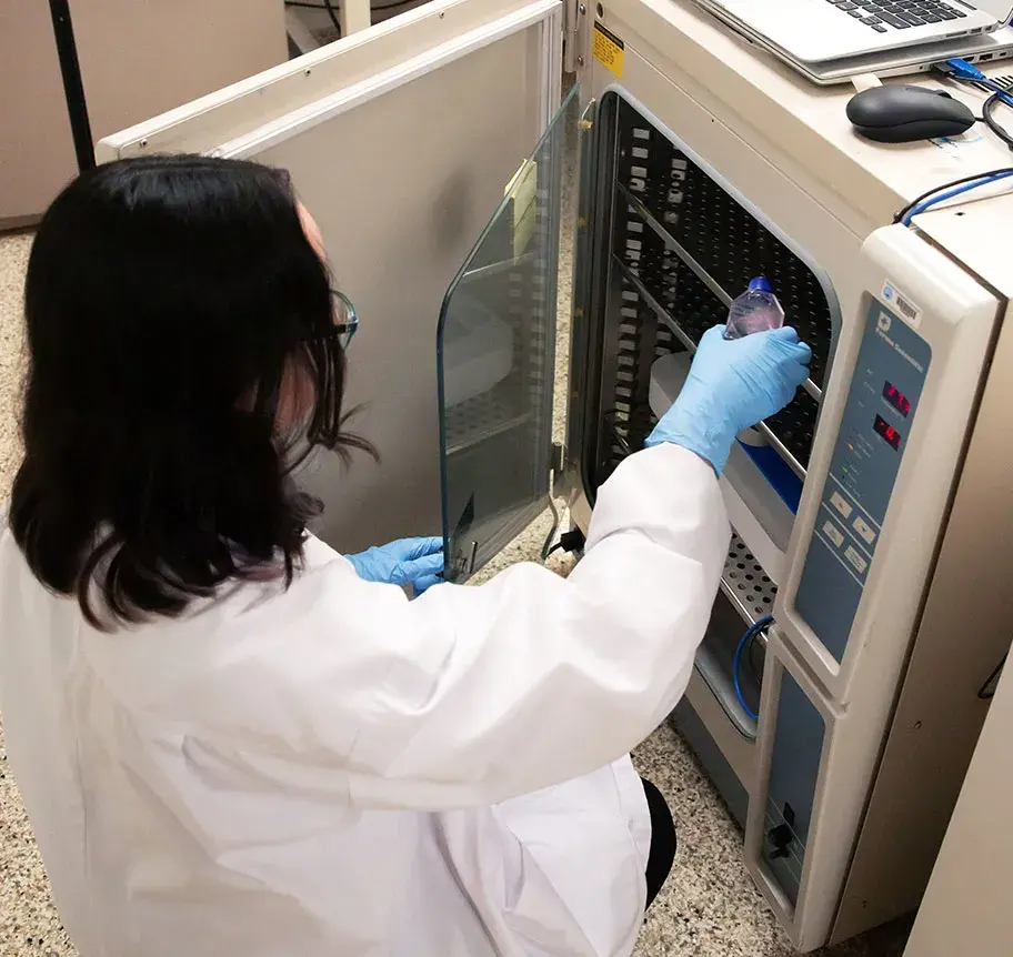 Medical physics student in lab