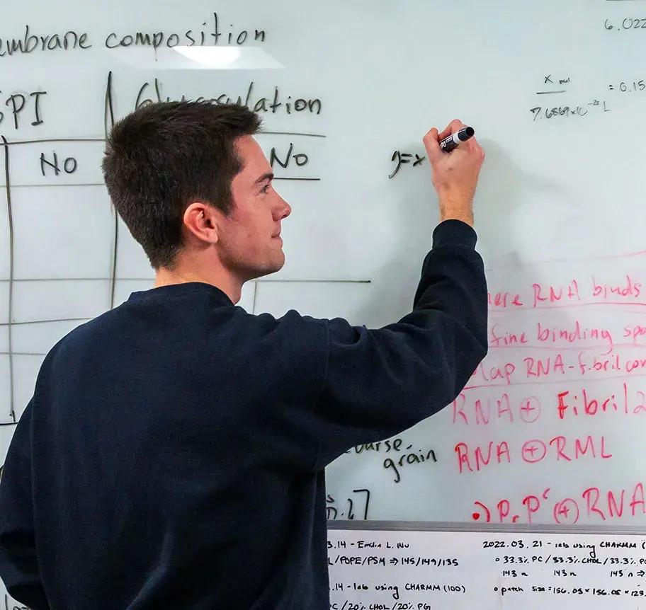 Physics student in class