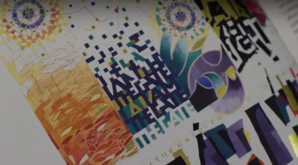 Video thumbnail featuring an interior page illustration from the St. John's Bible