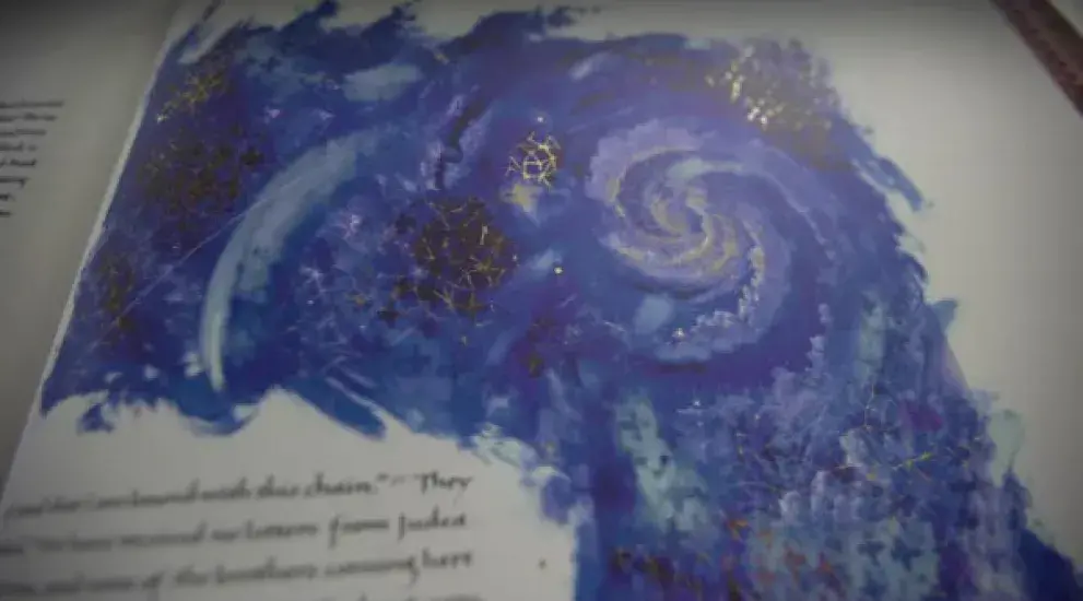 Video thumbnail featuring an interior page illustration from the St. John's Bible