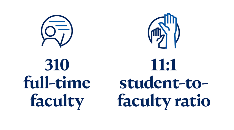 Graduate School has 310 full-time faculty with an 11-to-1 student-faculty ratio
