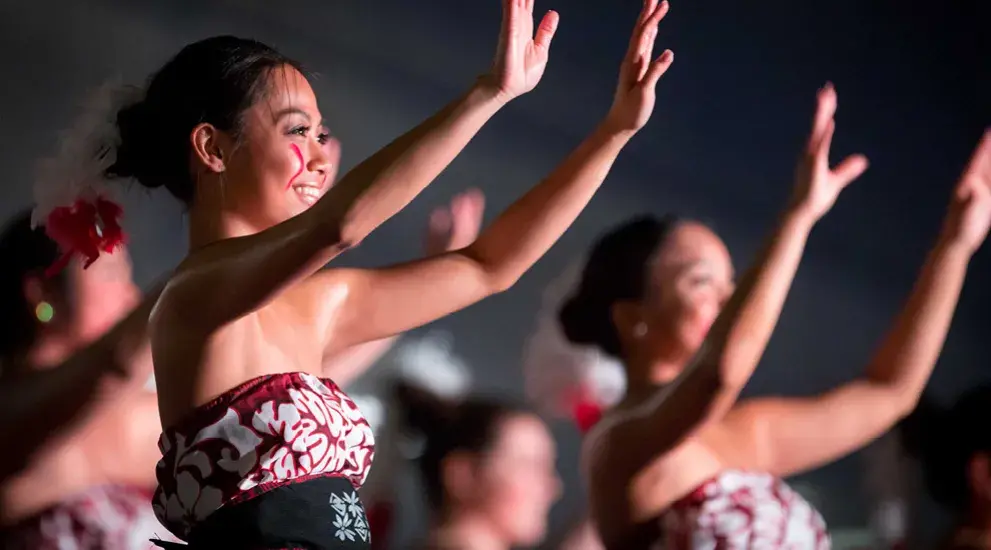 Hawaiian dancers display an aspect of their culture.