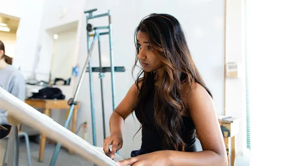 Student in art studio