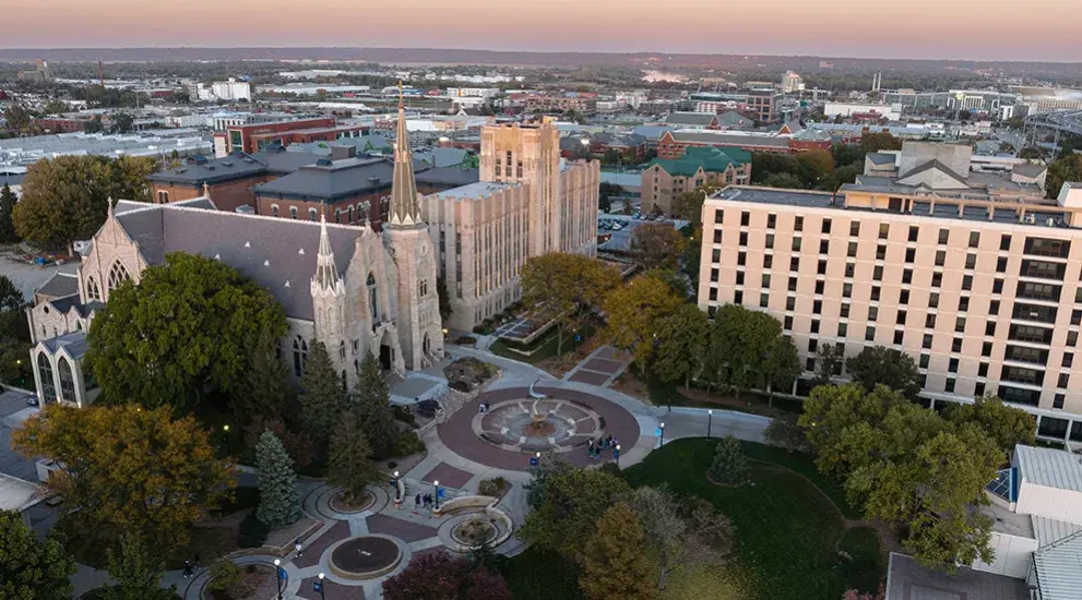 Omaha campus at sunset