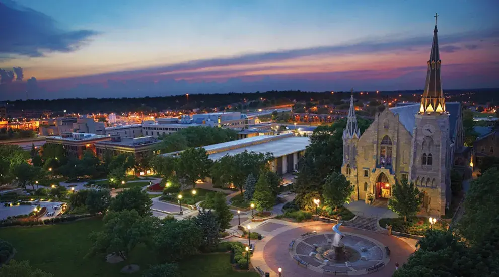 creighton campus at night