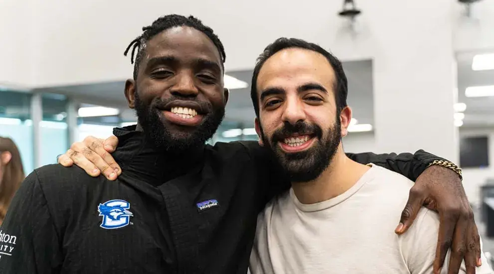 young black medical student and young arab medical student