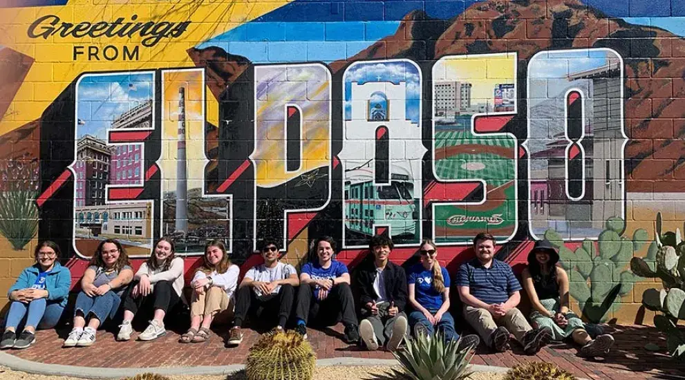 Cecelia Fuller with fellow students near U.S.-Mexico border.