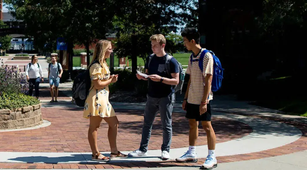 Students talking outside