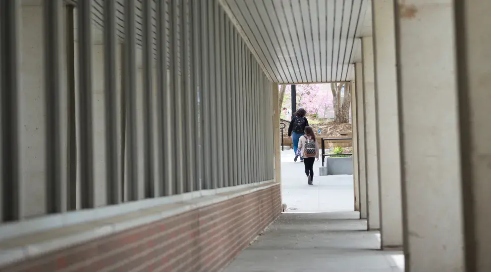 Reinert Alumni Library exterior west side near windows