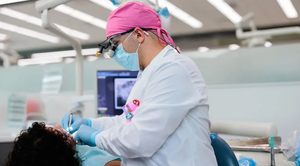 Dental surgery being performed
