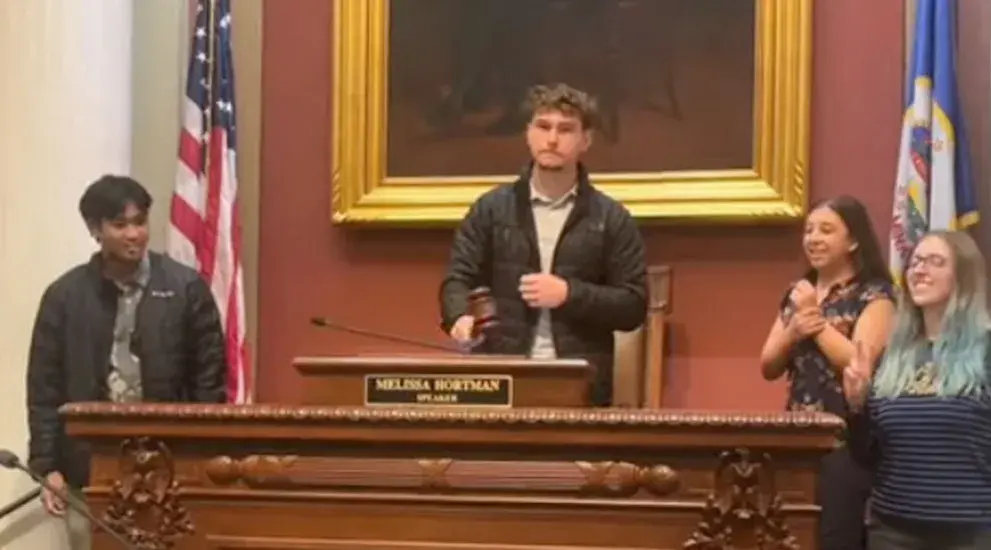Students in court room setting.