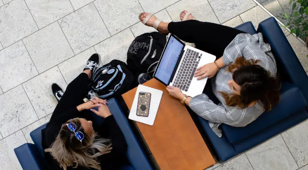 Gradute students sitting in chairs studying