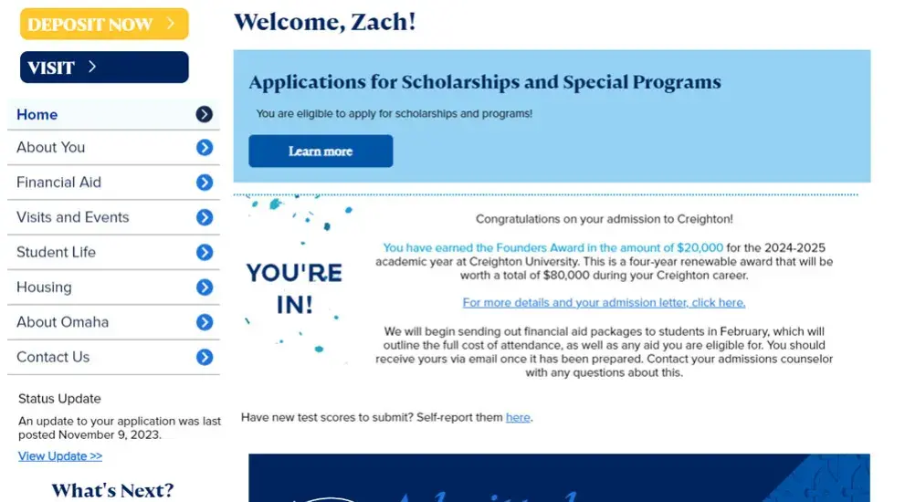Student Portal dashboard