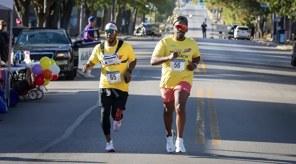 Community members running together