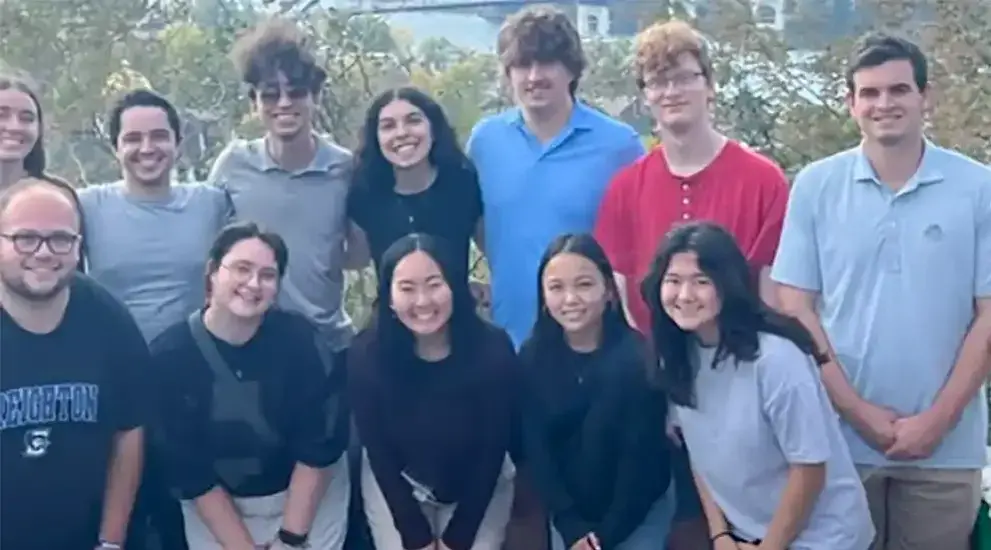 Students in group photo on service trip.