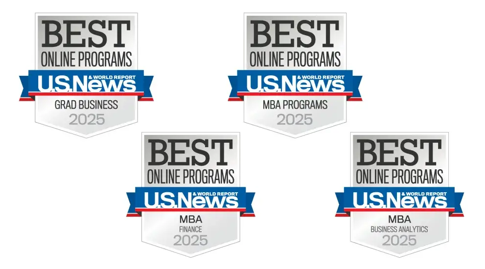 US News badges for Online MBA Programs and Grad Business