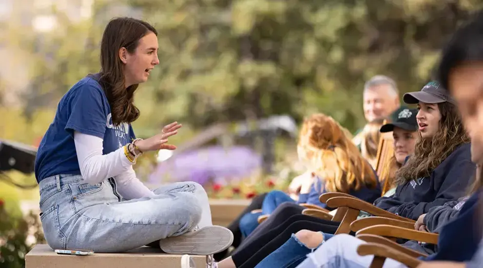 Students gathered outdoors