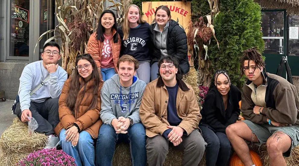 Students gathered together during service trip.
