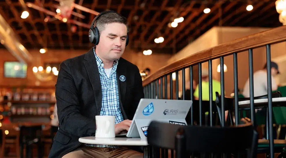 CPCE student studying in a coffee shop