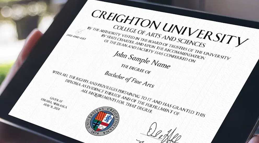 Branded Creighton Sample Diploma