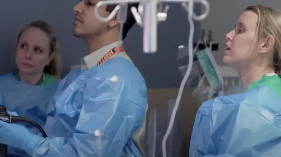 Gastro fellows using a scope